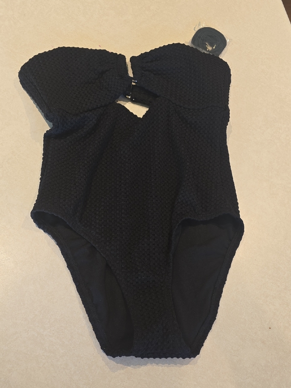 Shade & Shore Textured One Piece Swimsuit w Optional Straps